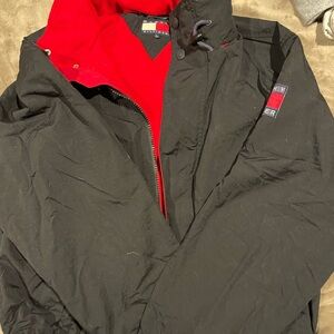 Tommy Hilfiger Men's Black and Red Windbreaker